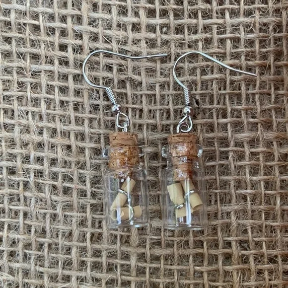 Nwt Handmade Message in a Bottle Earrings - Picture 1 of 2